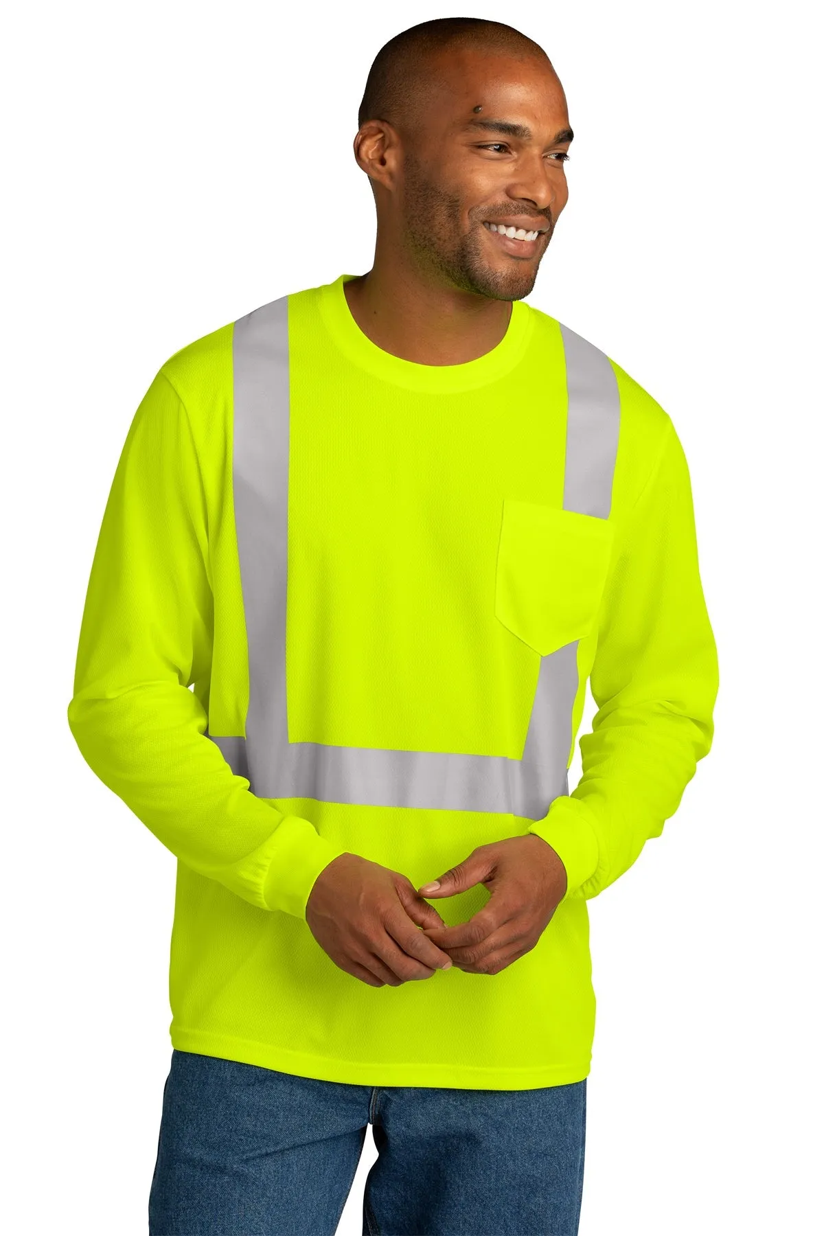 CornerStone ANSI 107 Class 2 Mesh Long Sleeve Custom Tee's, Safety Yellow