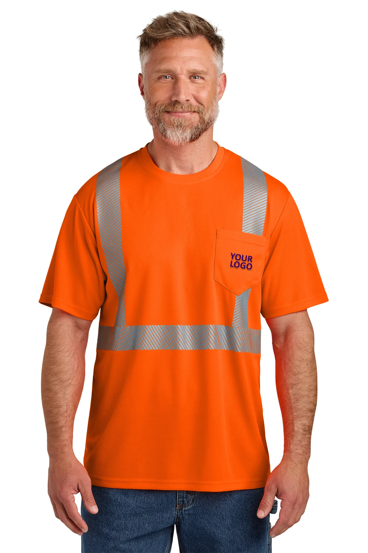 CornerStone ANSI 107 Class 2 Segmented Custom Tape Tees, Safety Orange