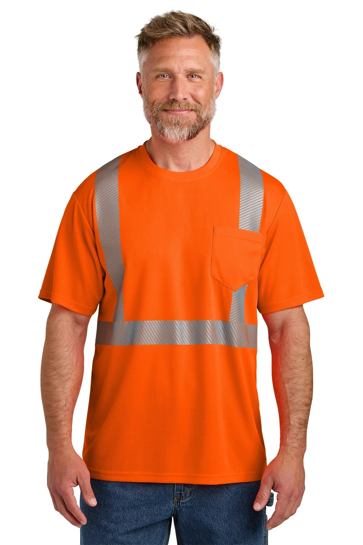 CornerStone ANSI 107 Class 2 Segmented Custom Tape Tees, Safety Orange