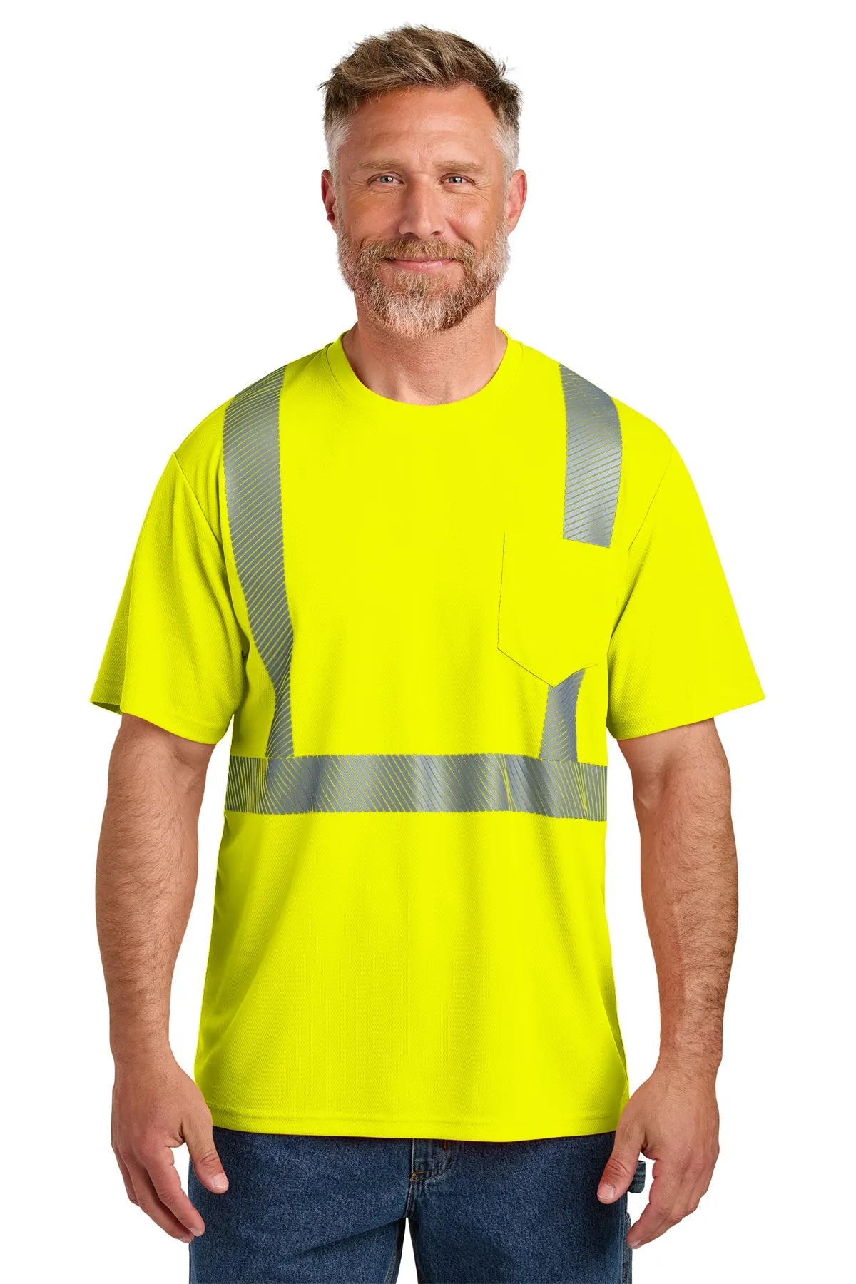 CornerStone ANSI 107 Class 2 Segmented Custom Tape Tees, Safety Yellow