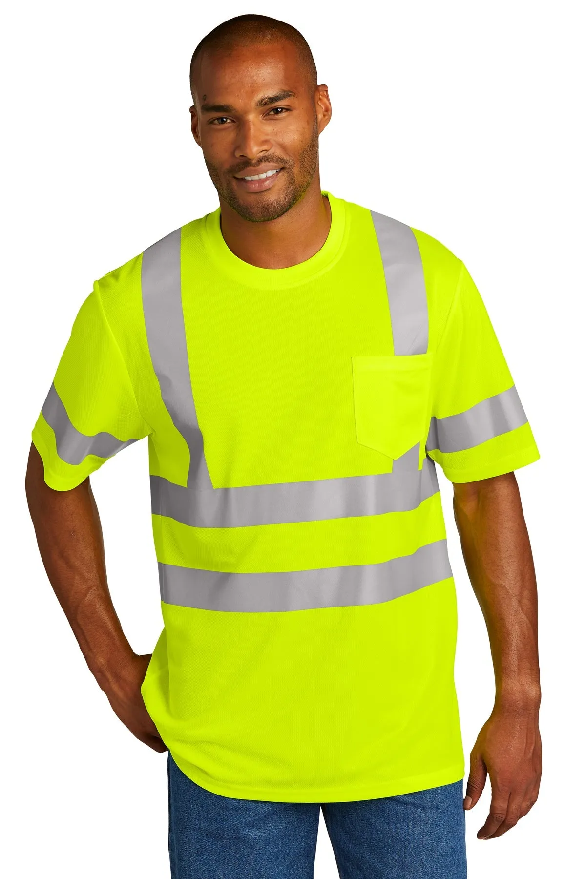 CornerStone ANSI 107 Class 3 Mesh Custom Tee's, Safety Yellow