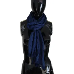 Costume National Elegant Silk Fringe Scarf in Chic Blue