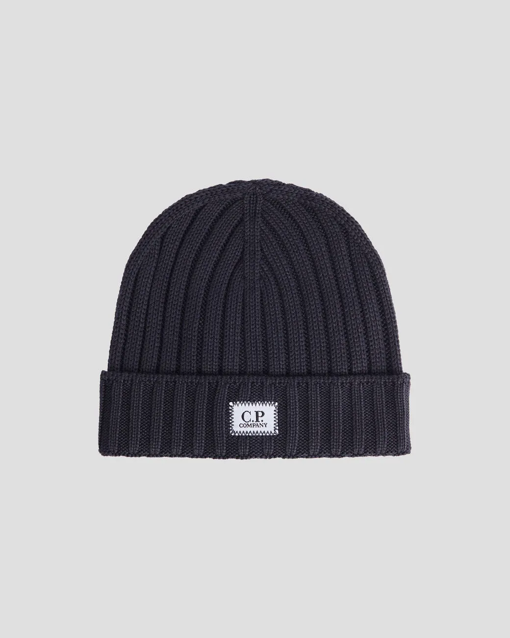 C.P. Company Extra Fine Merino Wool Logo Beanie / Total Eclipse