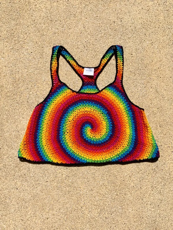 Crochet Rainbow Swirl Racerback Top