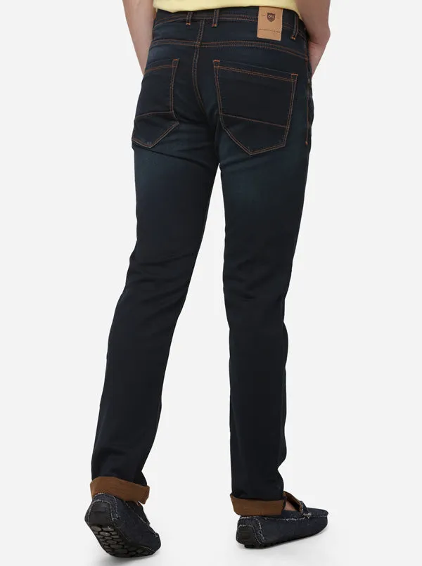 Dark Blue Solid Slim Fit Jeans | JadeBlue