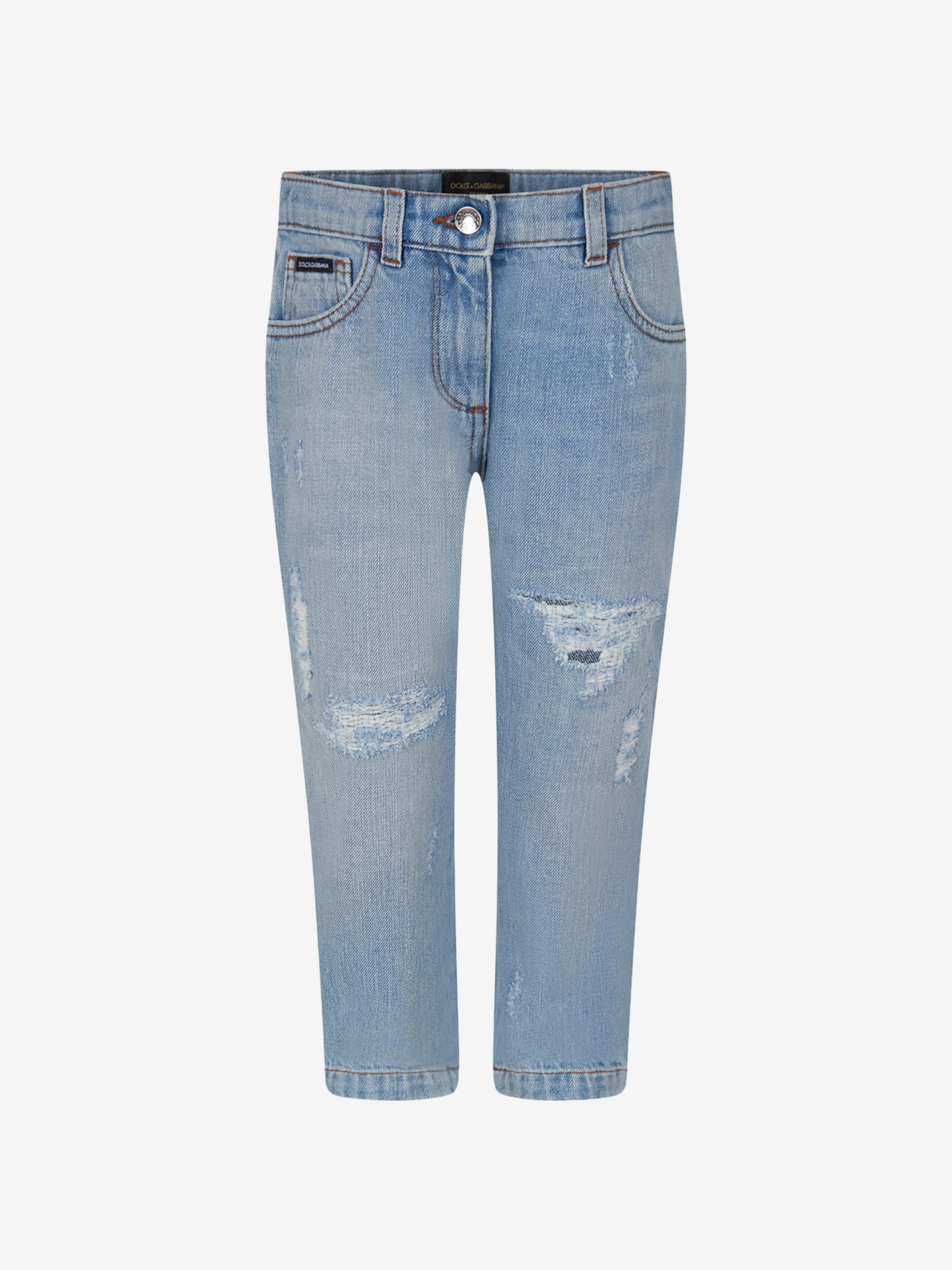 Dolce & Gabbana Girls Light Distressed Denim Jeans