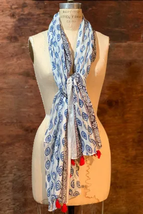 Dolma Cotton Handwoven Scarf in Navy