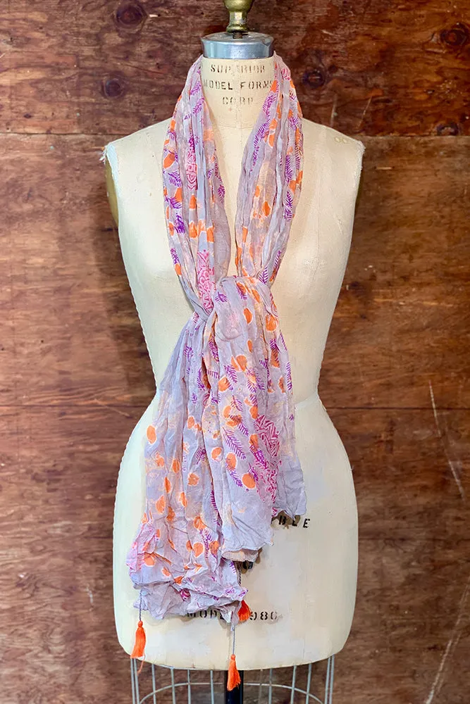 Dolma Cotton Scarf in Orange Lilac