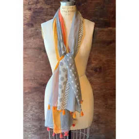 Dolma Cotton Scarf Orange Tassels