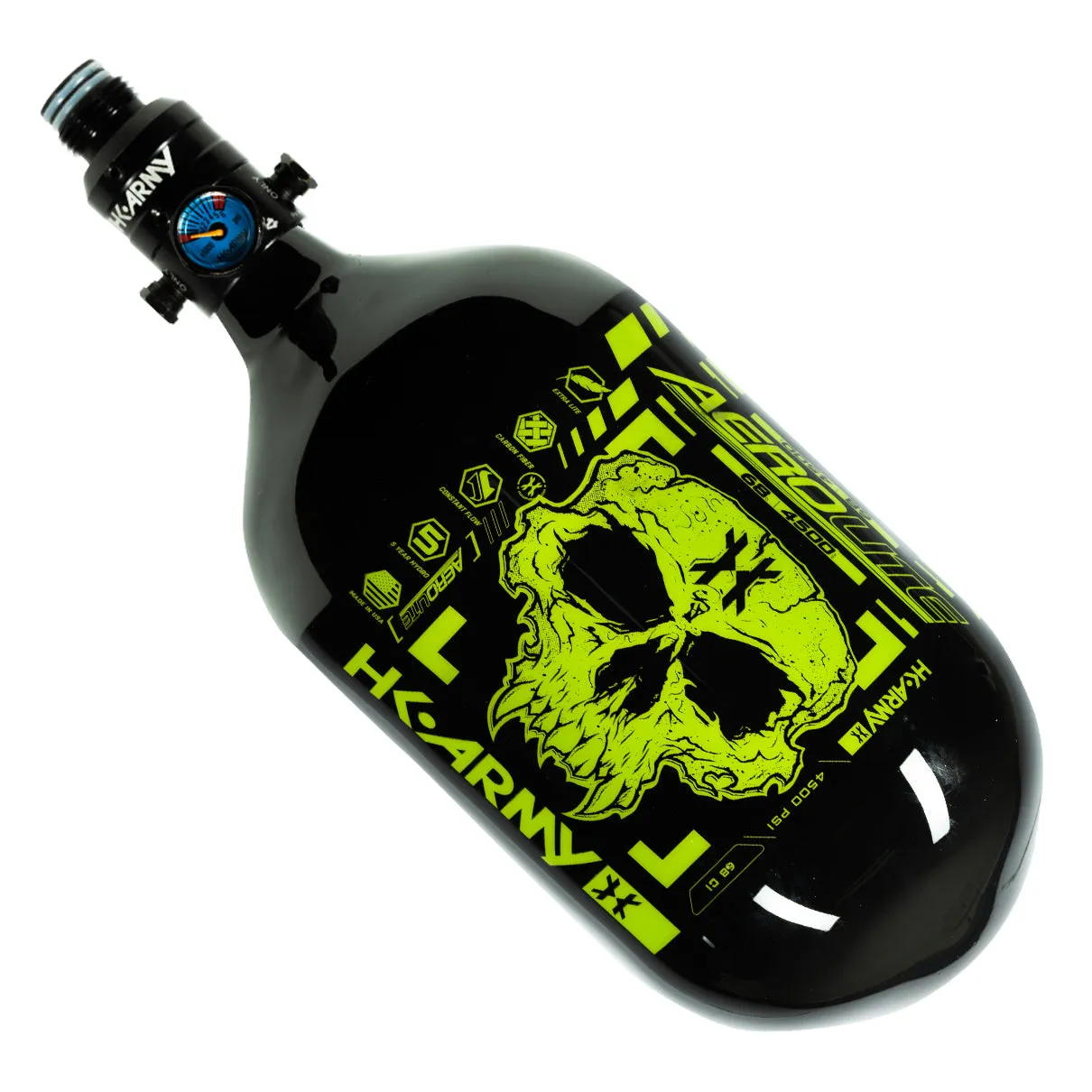 Doom - "EXTRA LITE" Tank w/ V2 Pro Reg - 68ci / 4500psi  - Black/Neon Green