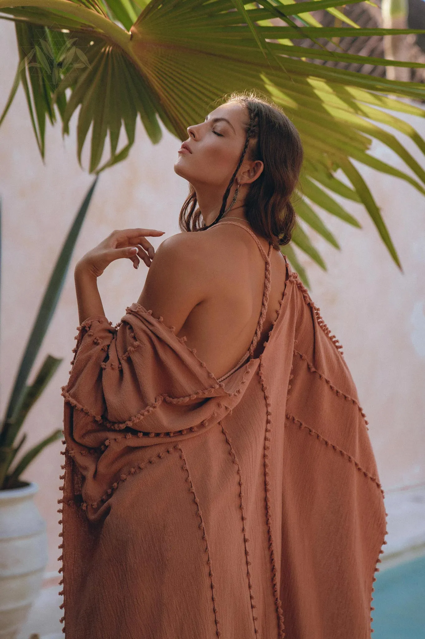 Dusty Pink Poncho Robe • Bridal Cover Up Women • Bohemian Kimono Overcoat