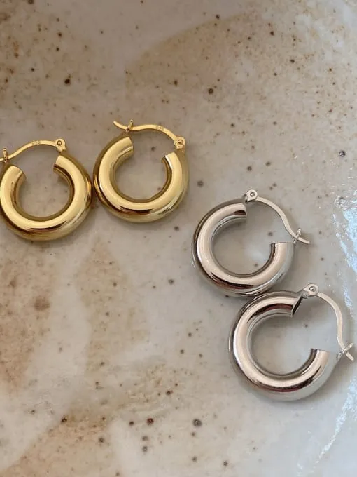 Everyday Medium Chunky Bubble .925 Sterling Silver Hoop Earrings