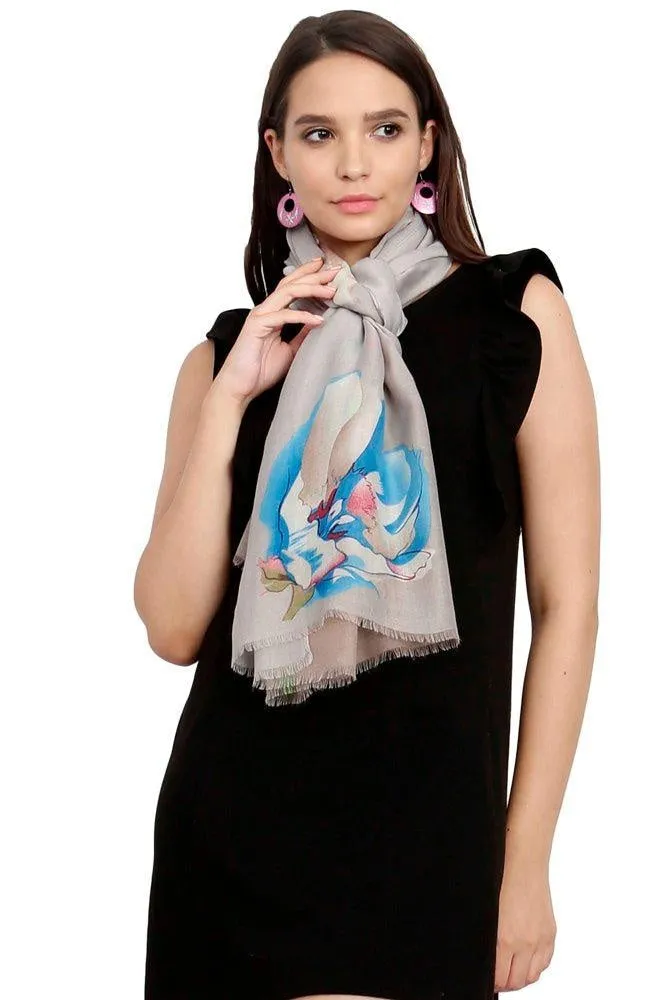 FabSeasons Blue Viscose Colorful Floral Printed Soft & Stylish Scarf