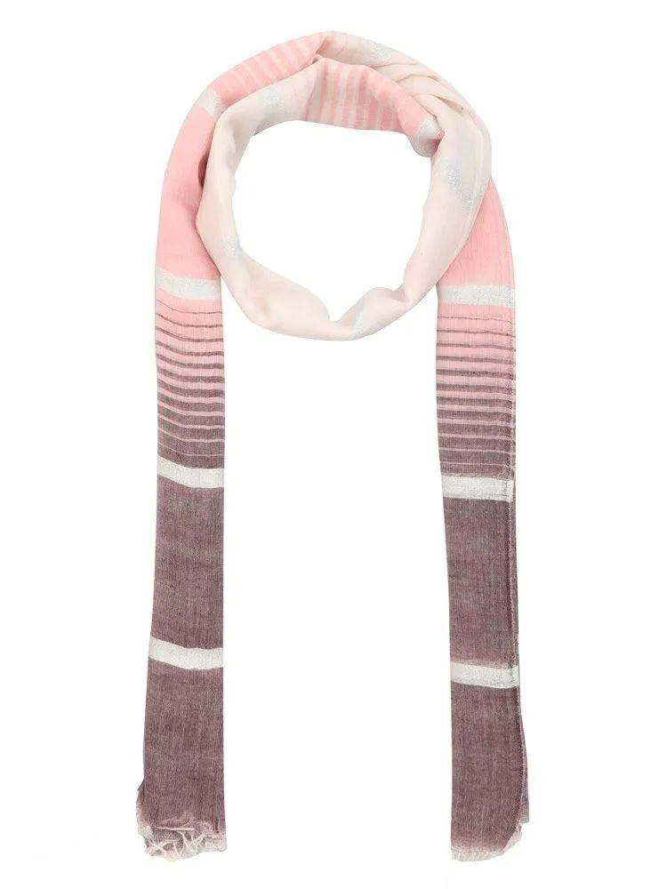 FabSeasons Striped super soft Black Pink Cotton Scarf