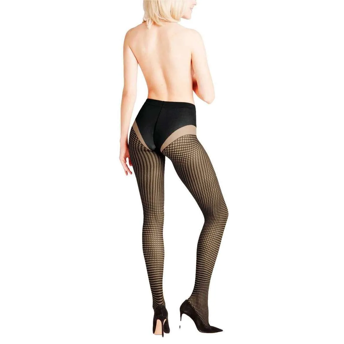 Falke Houndstooth 15 Denier Tights - Powder Beige