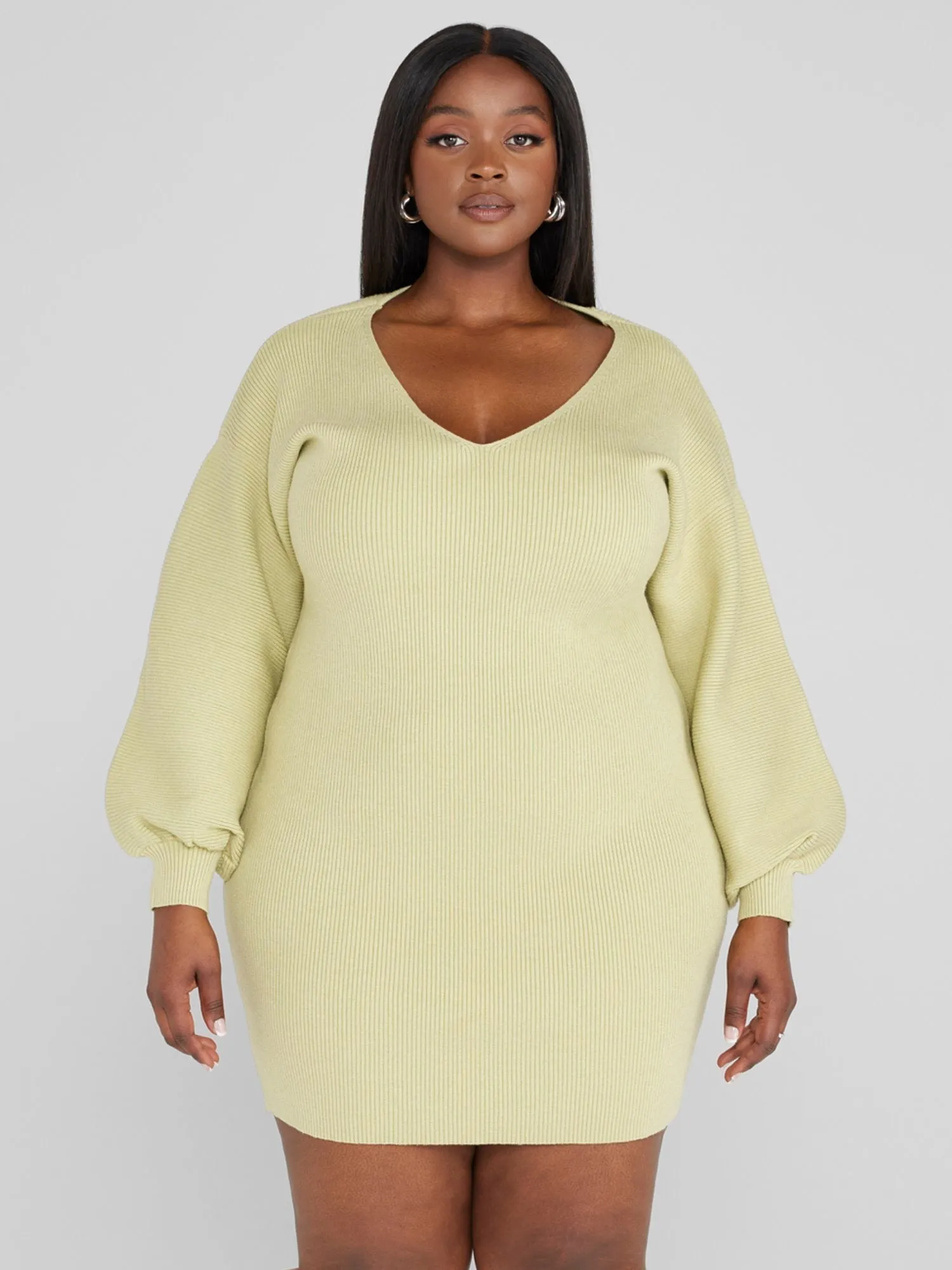 Fashion To Figure - Larissa Puff Sleeve Sweater Dress