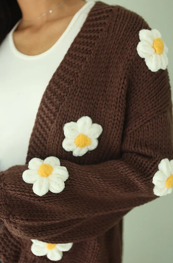 Floral Daisy Wish Brown Cardigan - FINAL SALE