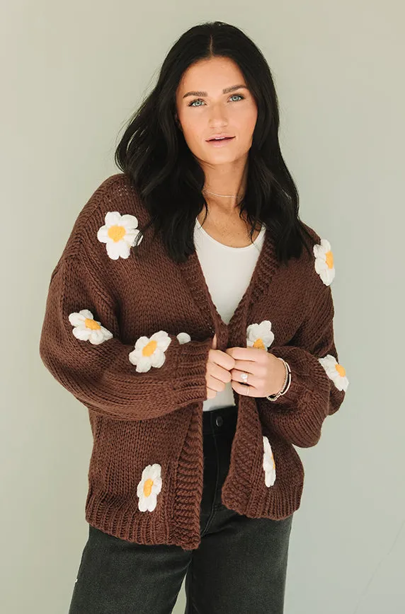 Floral Daisy Wish Brown Cardigan - FINAL SALE