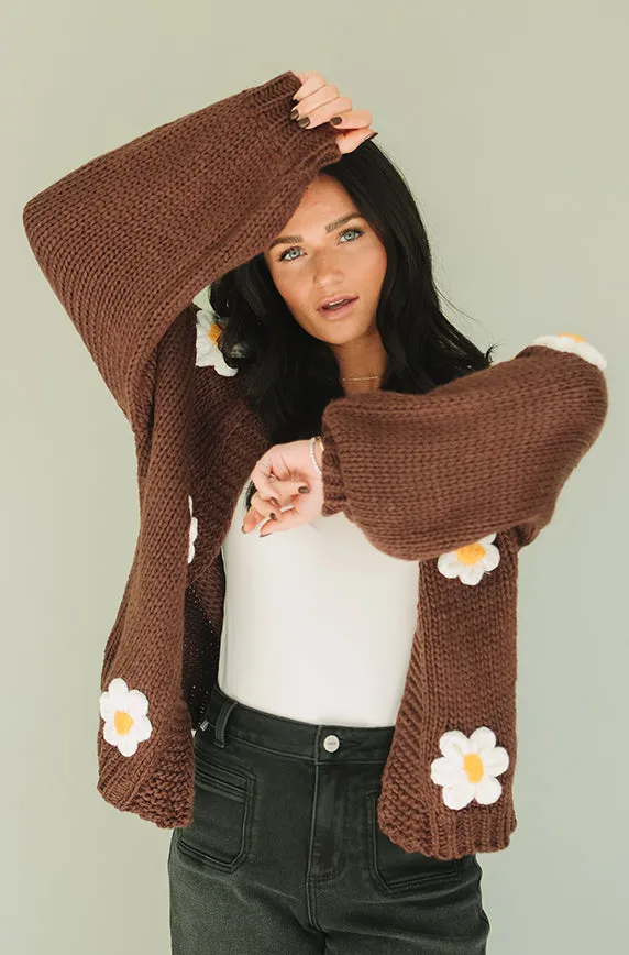 Floral Daisy Wish Brown Cardigan - FINAL SALE