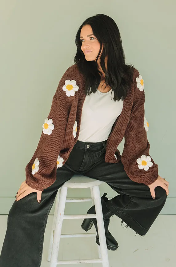 Floral Daisy Wish Brown Cardigan - FINAL SALE