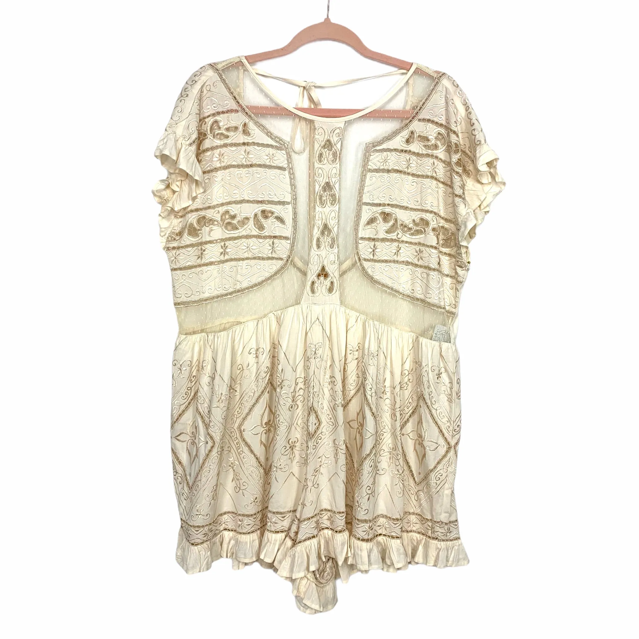 Free People Cream Embroidery Romper NWT- Size S