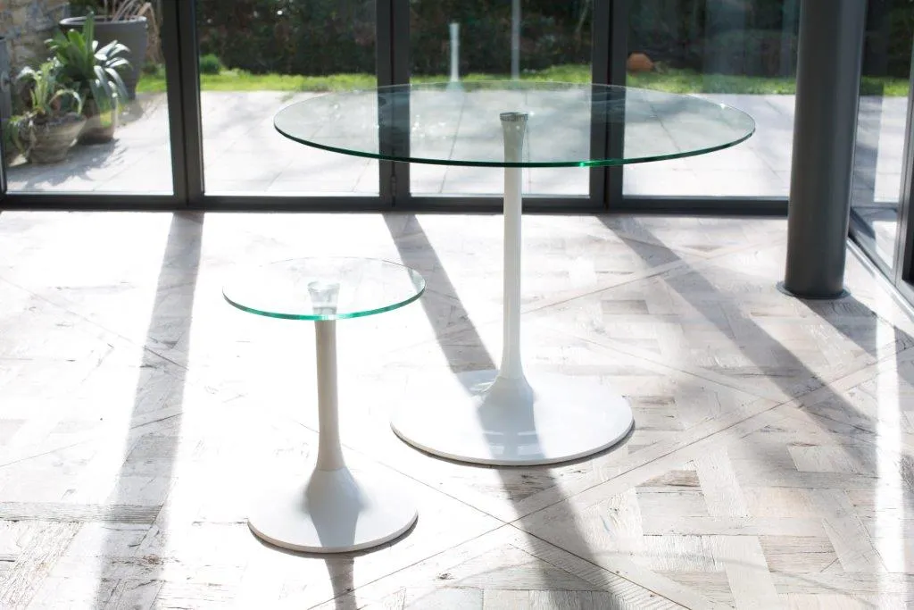 Gillmore Space Swan Circular Side Table Clear Glass Top