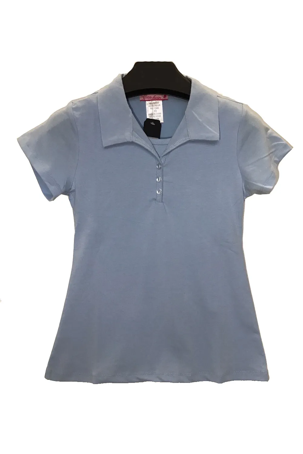 Girls Button Up Johnny Soft Pique Polo Top ( kids 4-20)