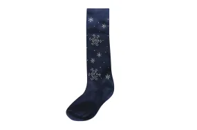 Girl's Cotton Tights - Diamonds Snowflake - Navy Blue