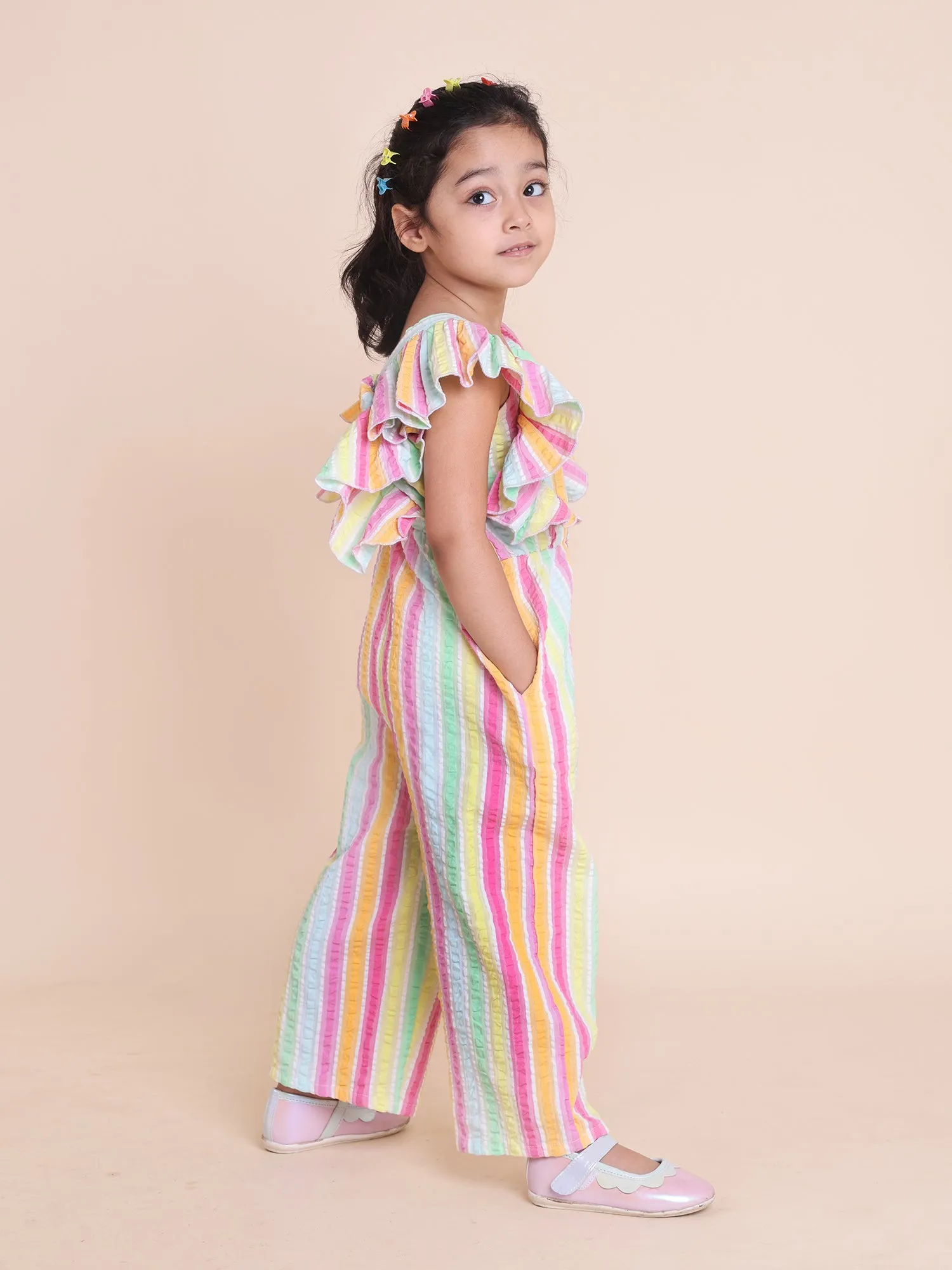 Girls Multicoloured Stripe Jumpsuit