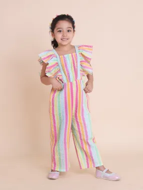 Girls Multicoloured Stripe Jumpsuit