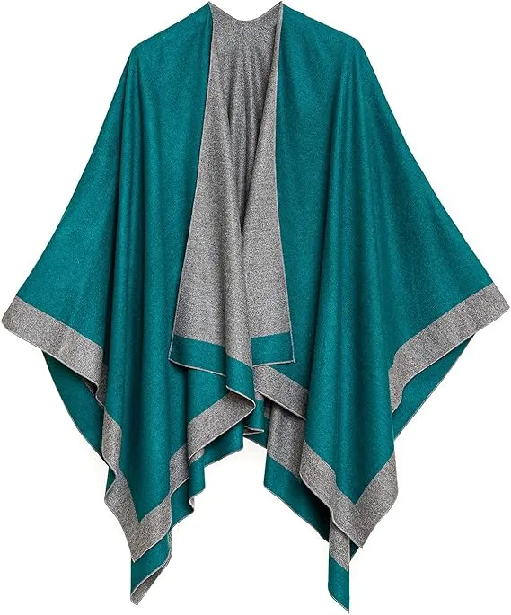 Green Luxurious Knit Sweater Poncho Cardigan