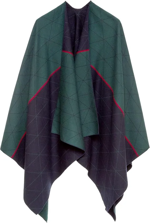 Green Luxurious Knit Sweater Poncho Cardigan