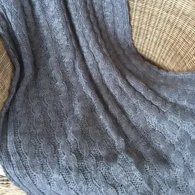 Grey Chunky Knit Throw Rug