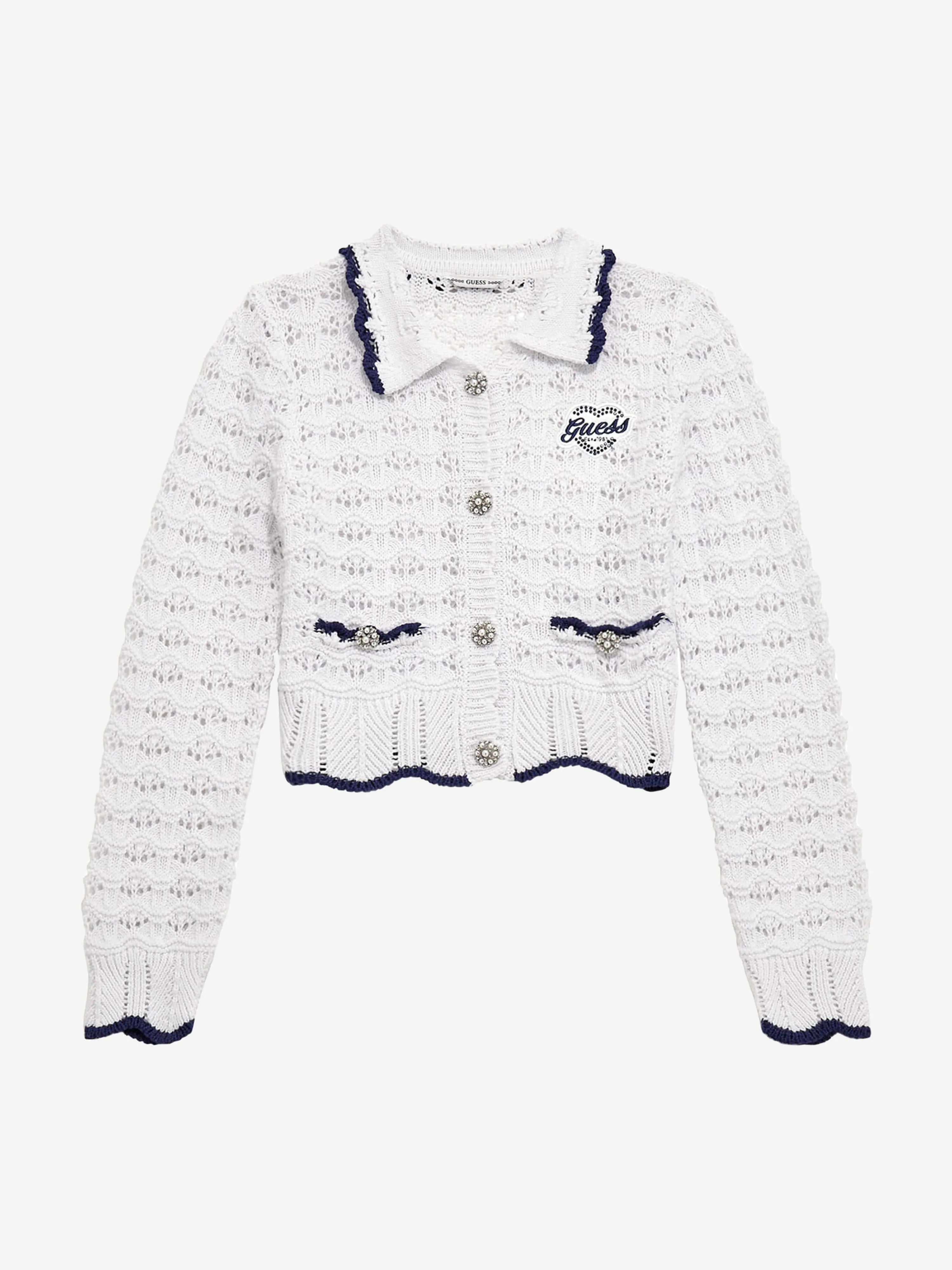 Guess Girls Knitted Cardigan in White