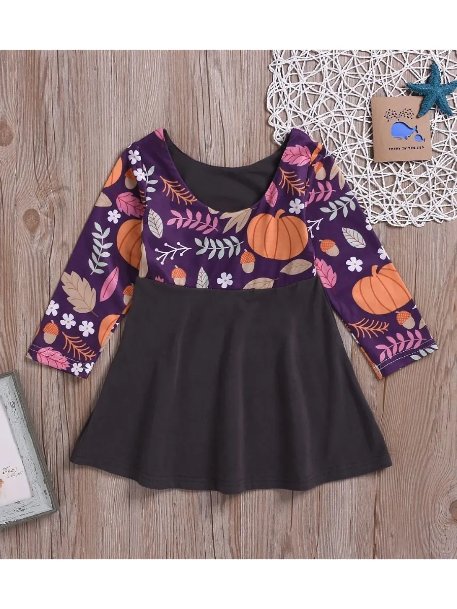 Halloween Baby Toddler Girls Pumpkin Long Sleeves Dress