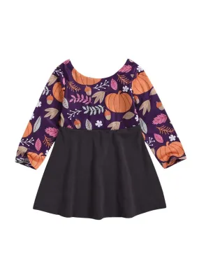 Halloween Baby Toddler Girls Pumpkin Long Sleeves Dress