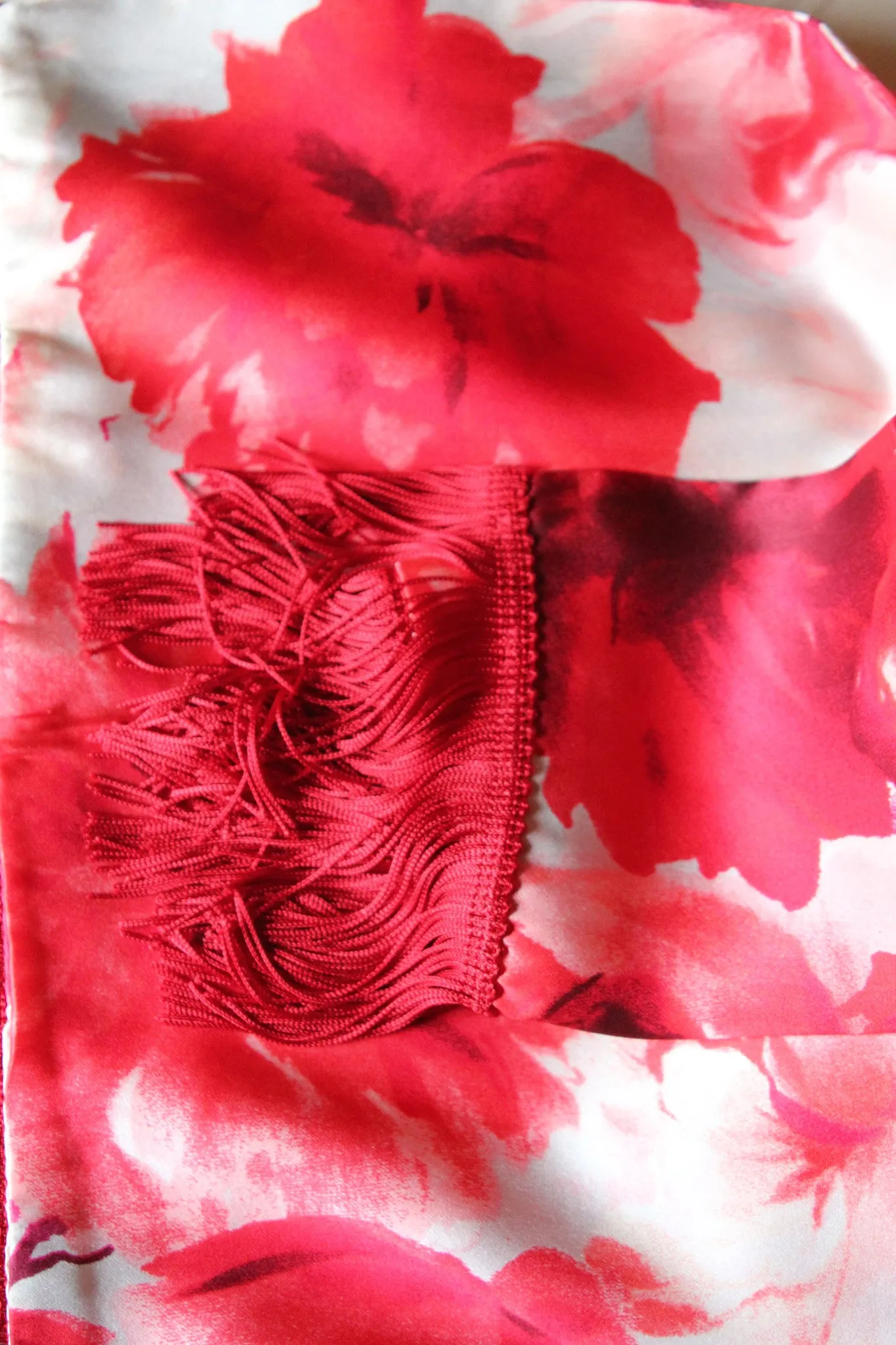 Handmade Rose Print Silk Scarf