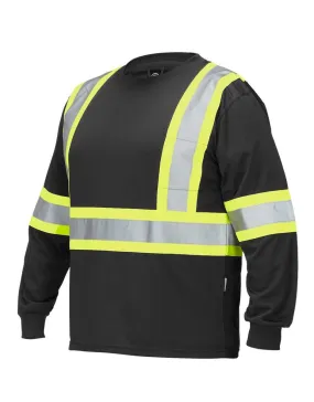 Hi Vis Safety Crew Neck Long Sleeve in Black