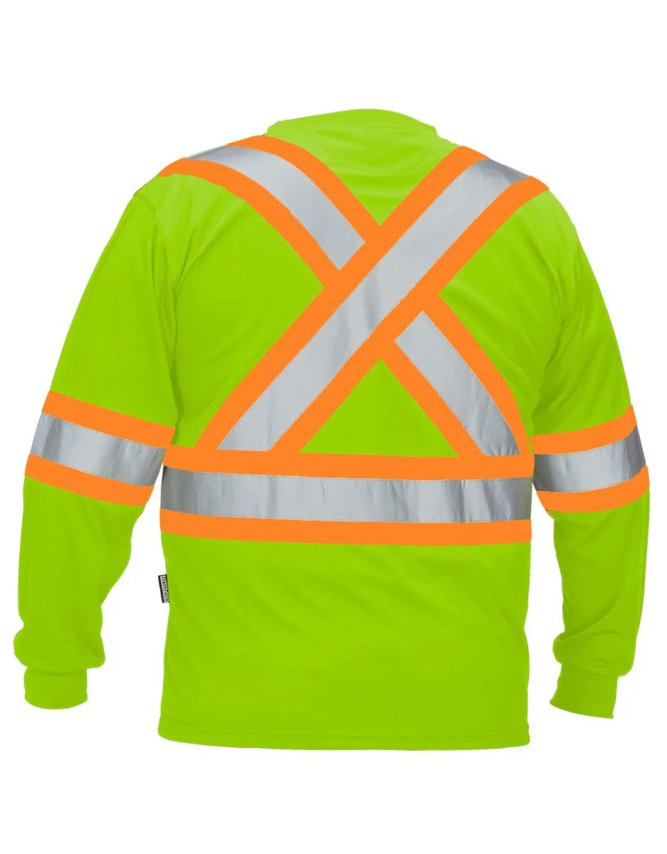 Hi Vis Safety Crew Neck Long Sleeve in Lime