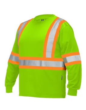 Hi Vis Safety Crew Neck Long Sleeve in Lime