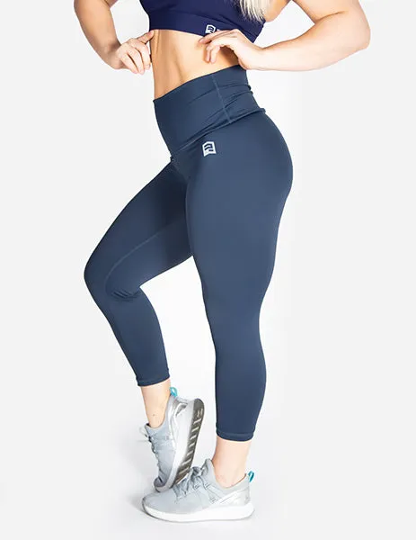 HIGH RISE CAPRI LEGGINGS - NAVY