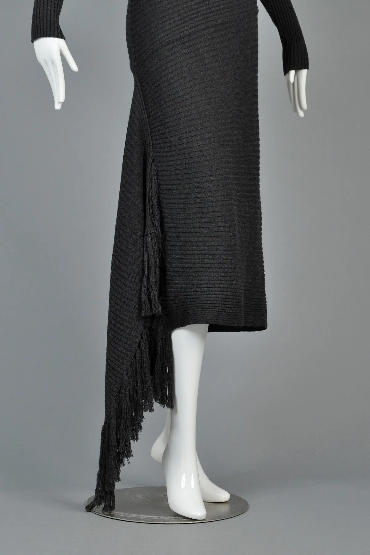 Iconic Jean Paul Gaultier Charcoal Knit Scarf Dress