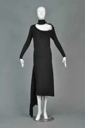 Iconic Jean Paul Gaultier Charcoal Knit Scarf Dress