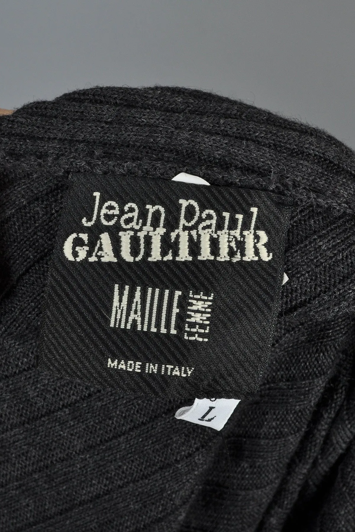 Iconic Jean Paul Gaultier Charcoal Knit Scarf Dress