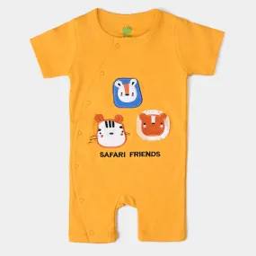 Infant Boys Cotton Interlock Knitted Romper Safari Friend-Citrus