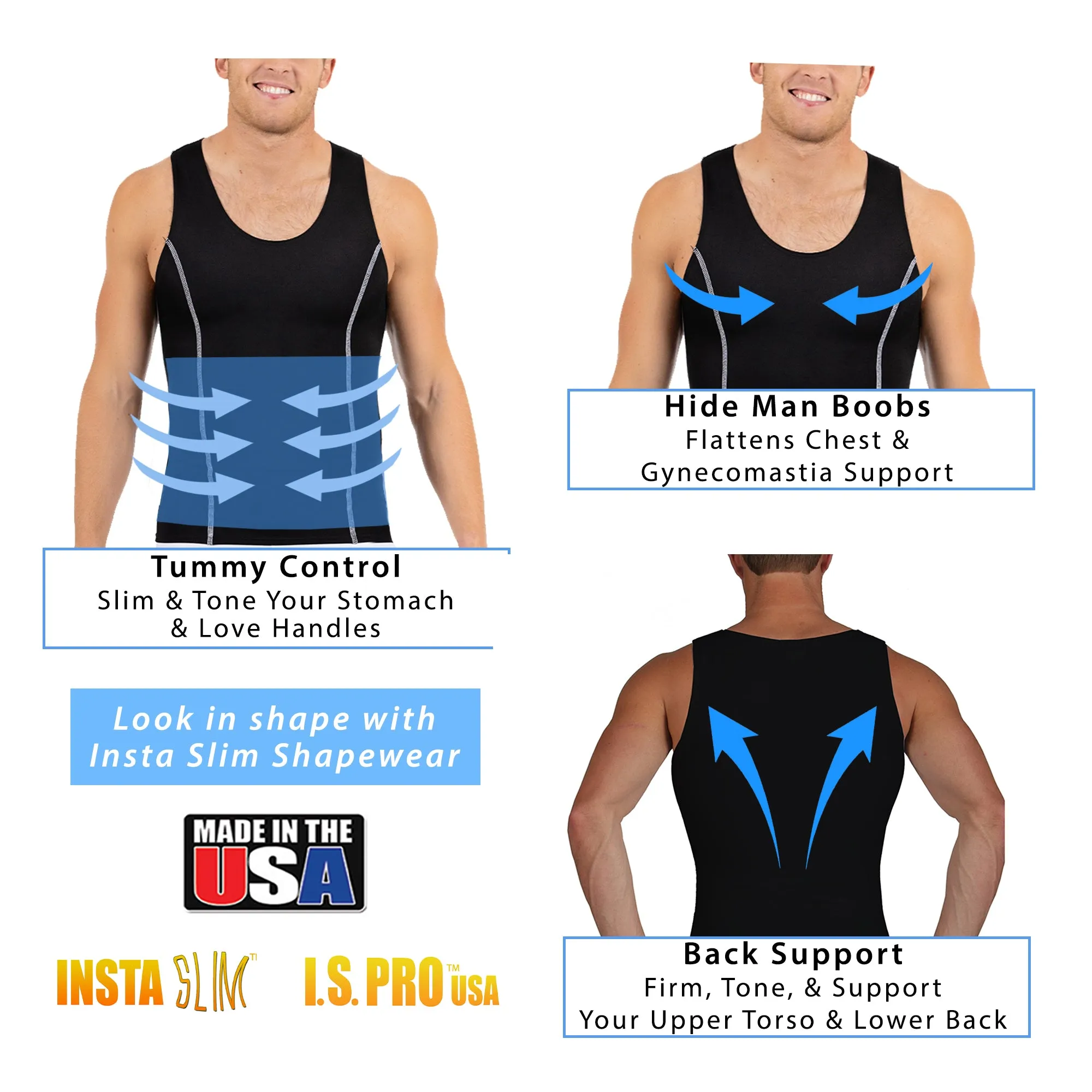 Insta Slim Active Compression Contrast Stitching Muscle Tank MA0221