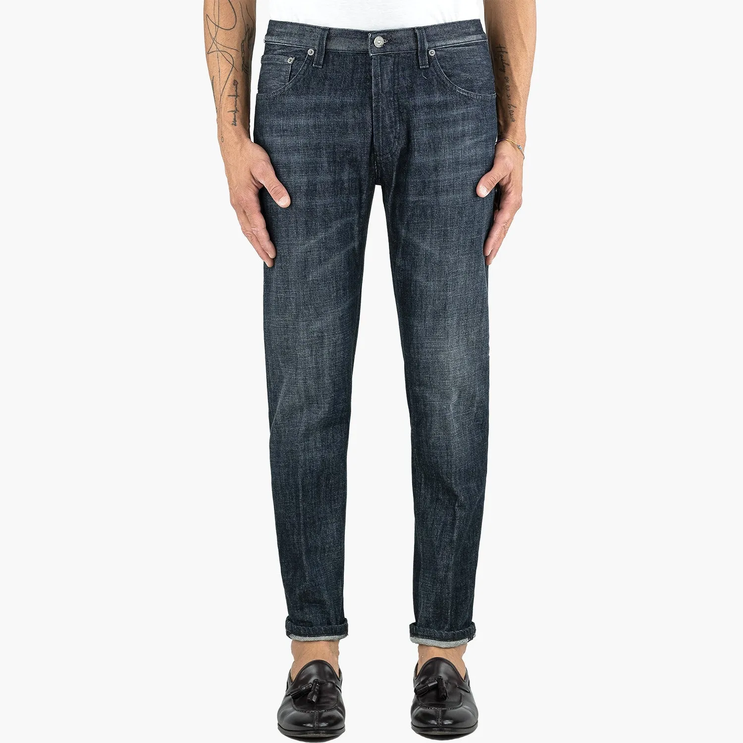 Jeans DONDUP Brighton in Puro Denim Blu Grigio Lavato