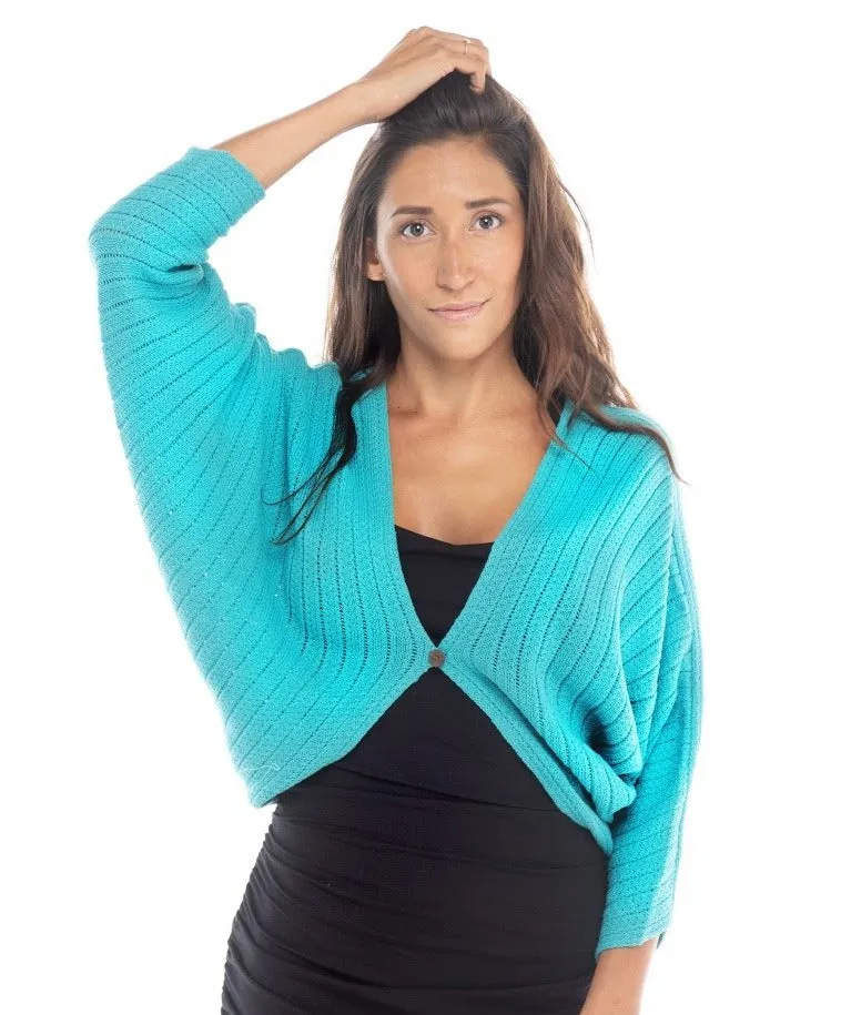 Knitted Bolero Rib with Coconut Button in Front