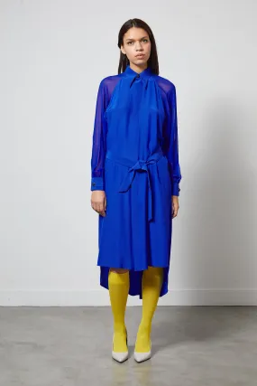 LAND electric blue - fluid silk shirt dress