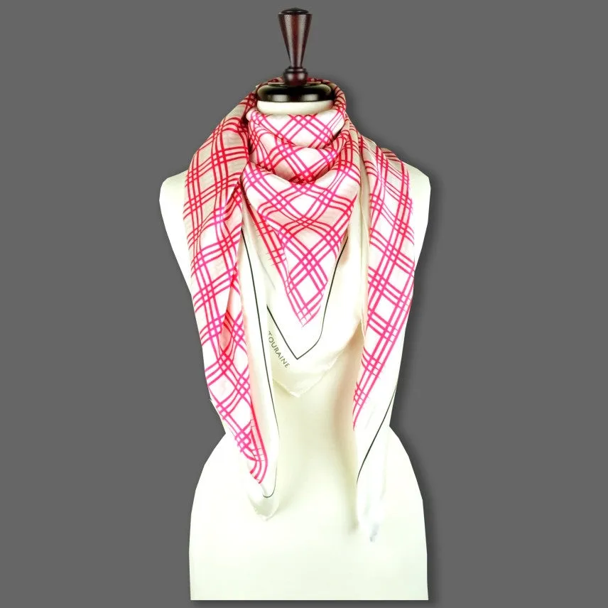 LARGE SILK SATIN SCARF - STREET CHIC - Pink - 47x47"